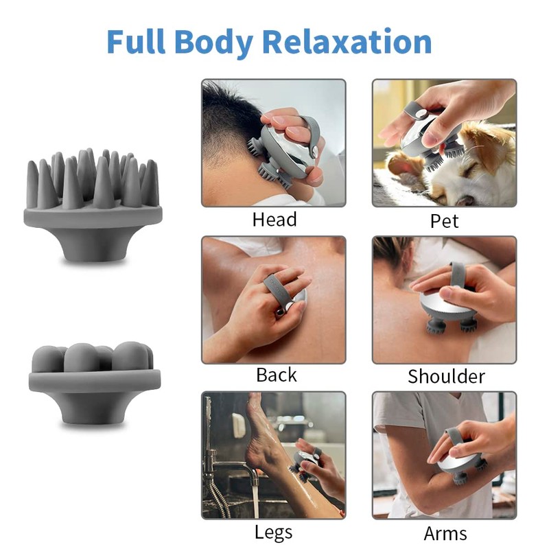Scalp Massager, with 3 Kneading Modes and 8 Removable Claws
