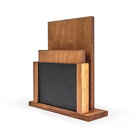 Chalkboards UK Premium Menühalter und Kreidetafel, Holz, Schwarz/Rustikales Braun, 20 x 15.9 x 5 cm