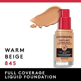 Outlast Extreme Wear 24Hr 3-in-1 Foundation SPF 18-845 Warm Beige by CoverGirl for Women - 1 oz Foundation