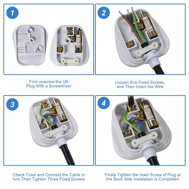 13Amp Plug, 3 Pin Plug UK with Cord Grip Rewireable