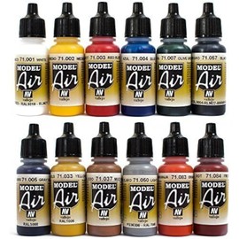 Airbrush Colours 12 x 17 ml Vallejo Model Air base Airbrushfarben Set Bright Colours