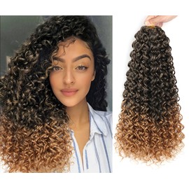 8 Packs 14 inch Curly Crochet Hair for Black Women Water Wave Crochet Hair Curly Braiding Hair GoGo Curl Crochet Hair Ocean Wave Beach Curl Wavy Crochet Hair Extensions (Pack of 8, 1B/27#)