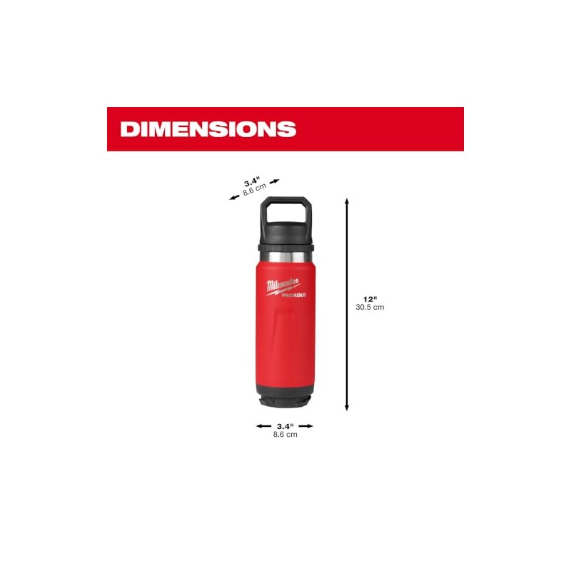 Milwaukee Packout Thermal Bottle 709 Ml (Red) - 48-22-8396R