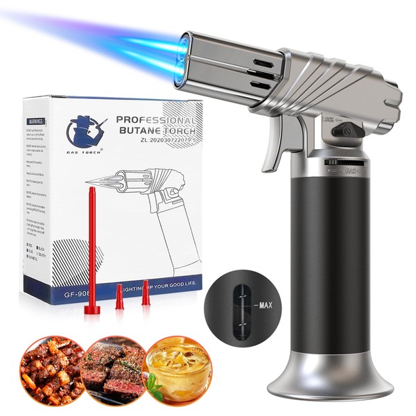 LUZOON Blowtorch Gas Burner Bunsen Burner Dual Flame Kitchen Burner