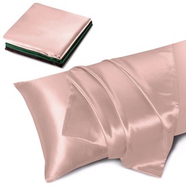 Treely Satin Pillow Covers 20x48 Inches,Silky Satin Body Pillow Pillowcase Protect Hair and Skin,Slip Long Pillow Cases with Envelope Closure, Champagne