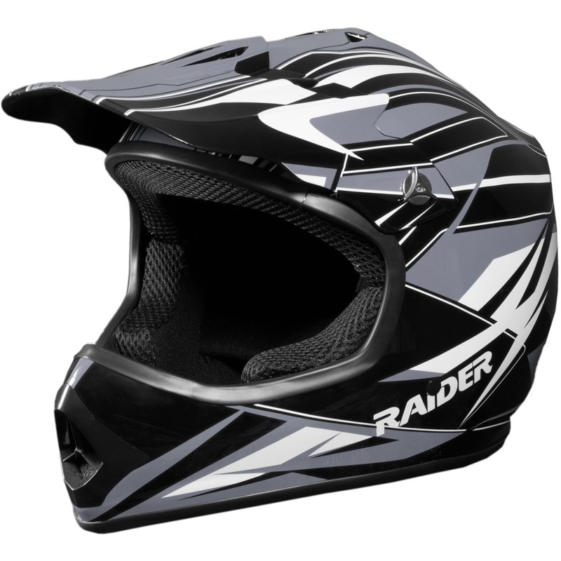 Raider 2131915 GX3 Unisex-Child MX Off-Road Helmet (Black/Silver, Youth Large)