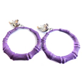 Clip-on Earrings Bamboo Earrings 2 inch Hoop Earrings Lightweight Assorted Colors, Wood, 0