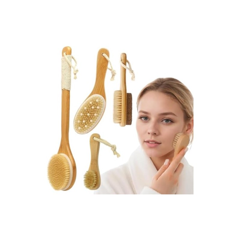 Cepillo corporal exfoliante de cerdas de jabalí – juego 4