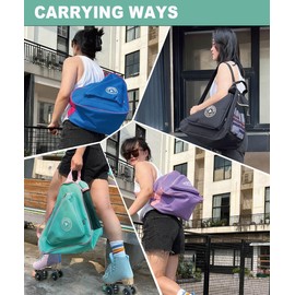HEXIFUL Skate Bag to Carry Ice Skates, Inline Skates, Roller Skates and Quad Skates for Both Kids and Adults (Mint/Pink)