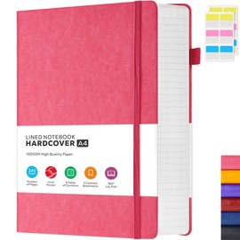 A4 Notebooks College Ruled, 1 PCS A4 (8.5 x 11) Large Notebook Journal with 100GSM Lined Paper, Hardcover Leather Journaling Notebooks for Women & Men, 320 Pages, Big Notebook for School Work:_FD-A4-Pink 