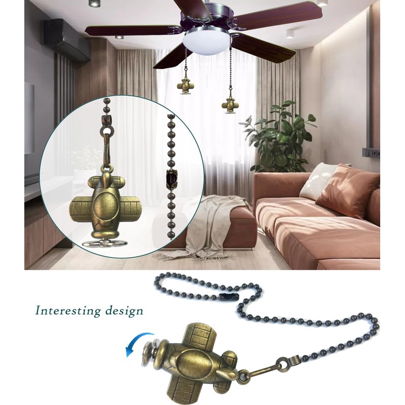 OMYZERO 12 inch Ceiling Fan Pull Chain Airplane Charm Pendant