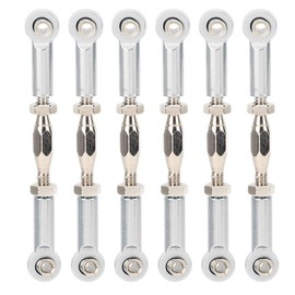 ​6 PCS Adjustable Push Rod Aluminum Alloy Push Rod Turnbuckle Rod Linkage Accessories for RC Car Models All 5 Color Options (Silver)