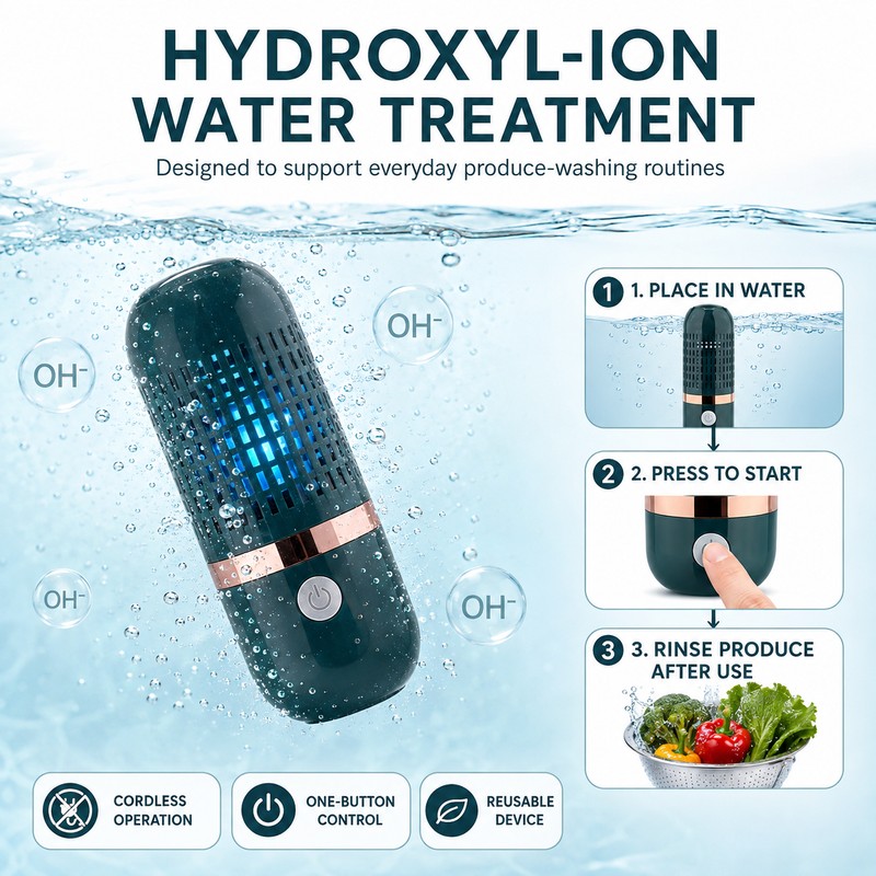 Rechargeable Fruit & Vegetable Cleaning Device IPX7 Waterproof USB Produce
