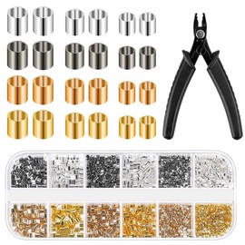 2200PCS Jewelry Crimp Beads Crimp Tubes with Crimping Pliers Crimping Beads for Jewelry Making Beading Supplies