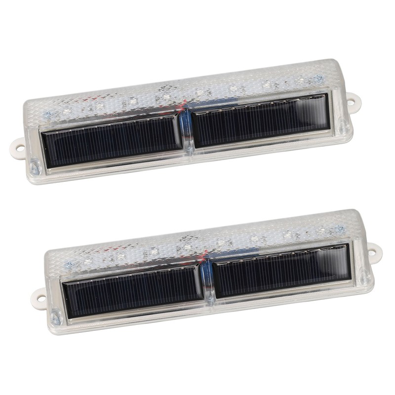 2 PCS Light Control Solar Warning Lights with 8 LED