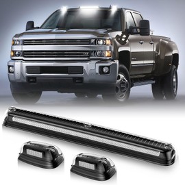 SHINEFIT 3PCS LED Cab Roof Clearance Lights Replacement for 2007-2010 Silverado Sierra 1500 Top Cab Roof Lights for 2007-2014 Silverado Sierra 2500 3500 2500HD 3500HD