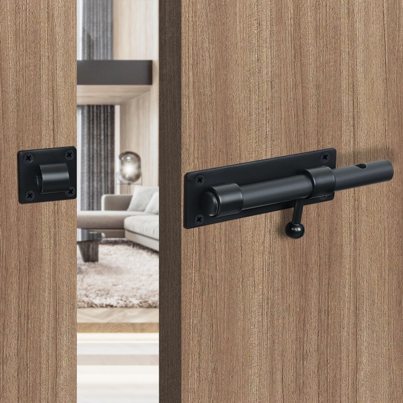 Sayayo Sliding Bolt Gate Latch Black Heavy Duty Stainless Steel
