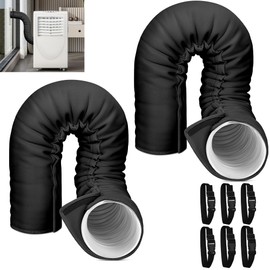 Portable AC Hose Insulation Sleeve Set of 2, Portable Air Conditioners Insulated Hose Cover Wrap, Fit 5" & 5.9" Diameter Exhaust Hose, Easy Installation with 6*Adjustable Buckle Straps, Black