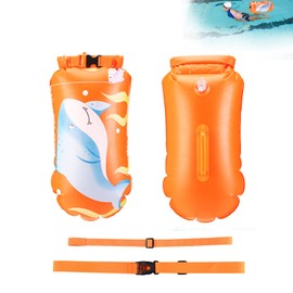 Swimming Buoy Children, Gukasxi Swimming Buoy Dry Bag Swim Bubble Swimming Buoy Inflatable for Adults Children Open Water and Triathlon, Highly Visible by the Lake Pool (Orange)