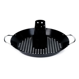 Kingsford Beer Can Chicken Holder & Grill Pan – 2-in-1 Non-Stick Carbon Steel Roasting Rack & 12" Perforated BBQ Pan for Crispy, Juicy Grilled Chicken