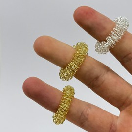 ATC Handels GmbH Finger Massage Rings in Gold or Silver for Fingers, Toes, Massage Rings Made of Spring Steel for Individual Feel-Good Moments, Relaxation (Silver, Pack of 10)