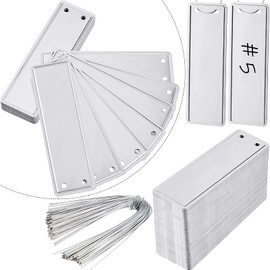 Ripeng 120 Pieces Aluminum Metal Plant Labels Writable Seedling Tree Tags with 6 Inch Wires Waterproof Double Sided Write for Plant Garden Marker Outdoor Identification and Greenhouse
