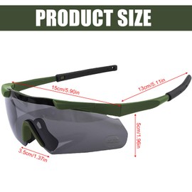 Aicharynic Shooting Glasses with 3 Interchangeable Lenses, Safety Glasses with Transparent Anti-Fog and Scratch-Resistant Lenses, Adjustable, Impact-Resistant Eye Protection, Laser Safety Glasses
