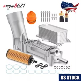 Unbranded Aluminum Engine Oil Cooler Filter Housing For 2011-2016 Dodge Chrysler Jeep 3.6L