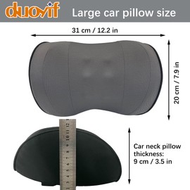 duoyif Car Neck Cushion, Large Car Headrest Made of Memory Foam and Breathable 3D Fabric, Neck Support Car Headrest for Car Seats, Office Seats, Sports Seats, Play Seats (Grey)