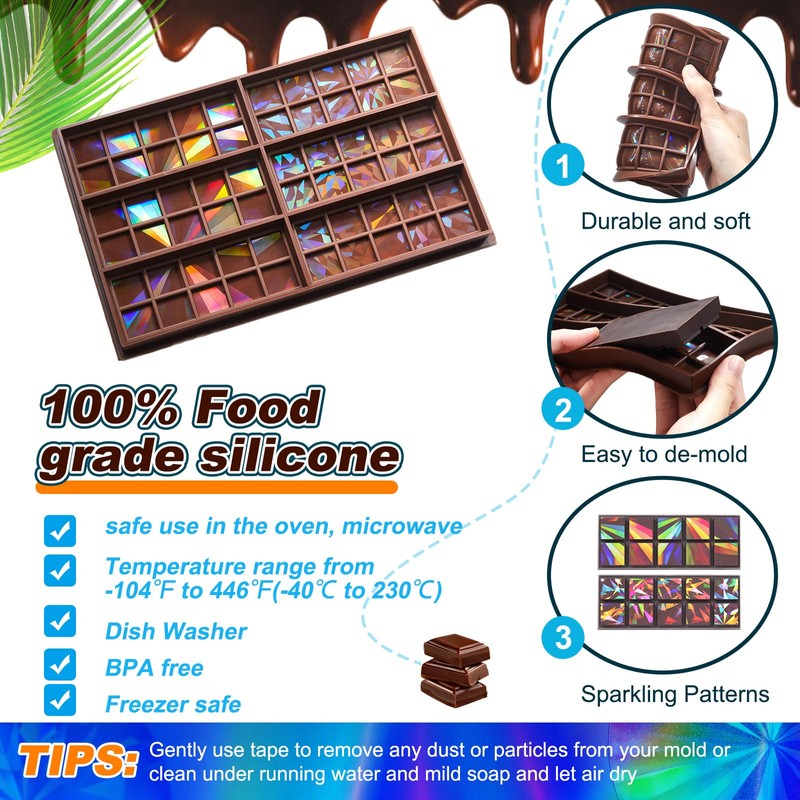 Holographic Chocolate Molds Resin Silicone Chocolate Deep Thick Molds for