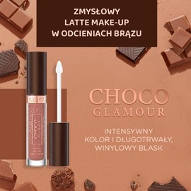 Eveline Lipgloss Choco Glamour, flüssiger Lippenstift mit Glanzfinish für Vinyl-Lippen, vegane Formel mit Kakaoextrakt, 1 x 4,5 ml Nr. 01 Ruby Schokolade