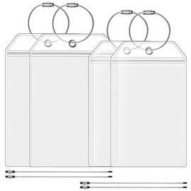 Luggage Tags for Cruises, Cruise Luggage Tag Tags, 4 Pack (19 x 11; 16.5 x 10) PVC Clear, Robust and Waterproof Luggage Tags with Stainless Steel Loop, for Aida TUI My Ship