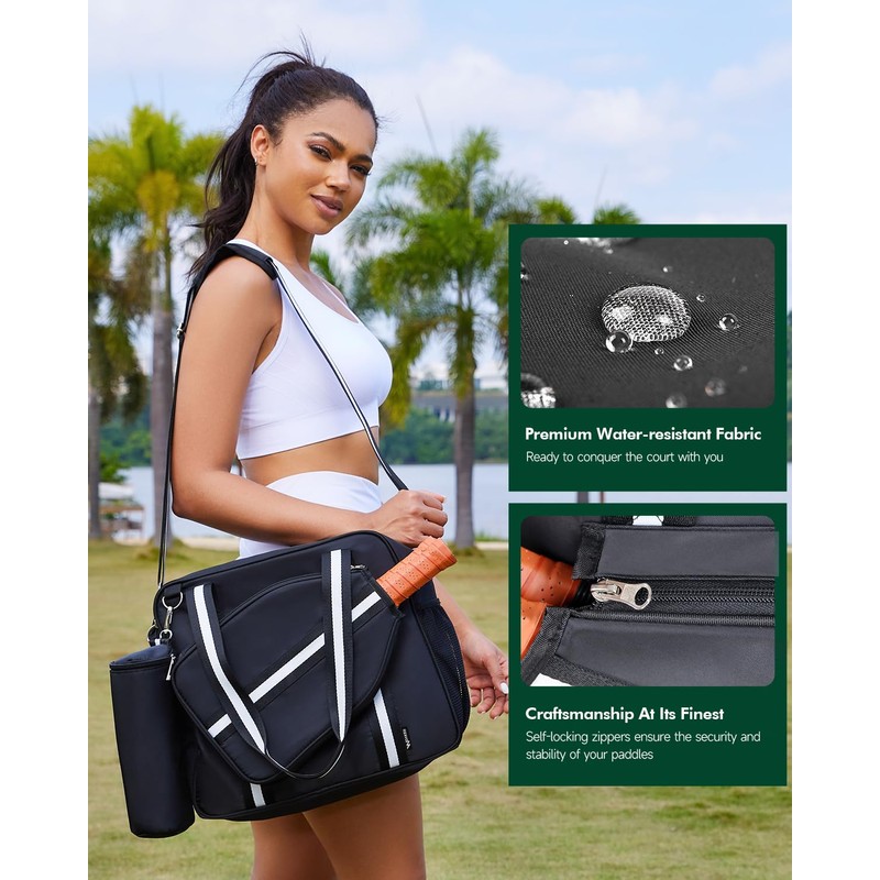 Movker Pickleball Tote Bag for Women Men with Paddle Cover