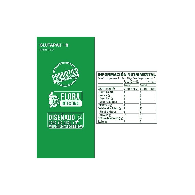 Glutapak-R, Pack c/ 6 sobres con 15g cada uno. Probiótico