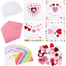 Zonon Valentines Crafts Valentines DIY Card Valentines's Day Kits for Kids, Foam Heart Sticker Craft DIY Kits Sticker Envelopes Cards Set for Boys Girls Classroom Exchange Gifts 16 Pack (Pink)