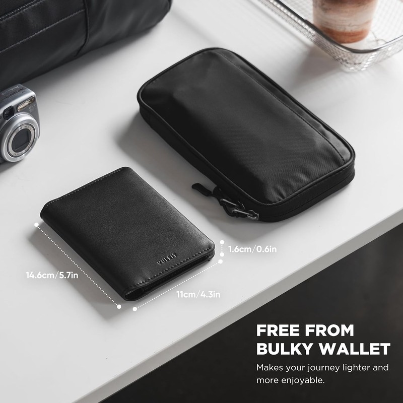 VULKIT Porta Pasaporte Minimalista con Bloqueo de RFID, Cartera de