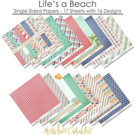 Pattern Paper Pack - Life's a Beach - Scrapbook Premium Specialty Paper Single-Sided 12"x12" Collection Includes 16 Sheets - by Miss Kate Cuttables