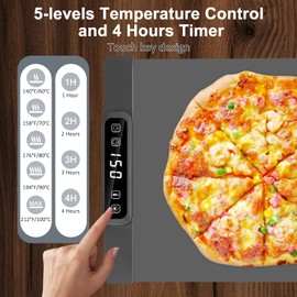 Electric Warming Mat for Food, Food Warming Mat for Parties Buffet, Portable Silicone Warming Tray for Countertop and Home Daily Use, Heating Fastly in 10s, 4 timers, 5 Levels of Temperature Control