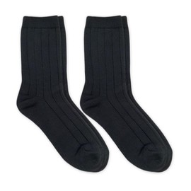 Jefferies Socks Boy's Rayon Derived From Bamboo School Uniform Ribbed Crew Socks 2 Pair Pack, Black, Small