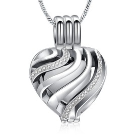 QGJNSGC Urn Necklace for Ashes Heart Cremation Jewellery Keepsake Jewellery Ashes Locket for Men Women, Stainless Steel
