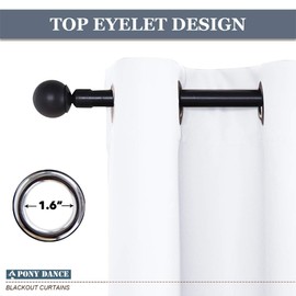 PONY DANCE Pure White Blackout Curtains for Bedroom 84 Inch Length 2 Panels Set, Privacy Thermal Insulated Room Darkening Grommet Drapes for Living Room Window, W34 x L84 Inch