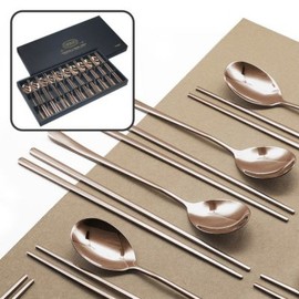 (10x10) Color Titanium Korean Cutlery Gift Set 10-Piece Box Rose Gold / (텐바이텐)컬러티타늄 한식수저 선물세트 10벌박스 로즈골드
