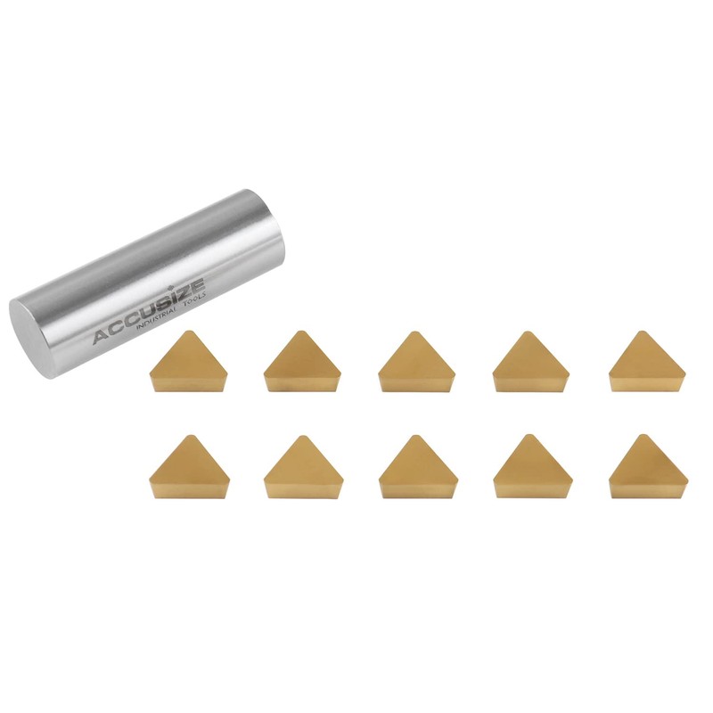 Accusize Industrial Tools Tpg221 Tin Coated Carbide Inserts, 10 Pcs/Box,