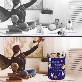 Space Decor for Boys Room Basket -Astronaut Decor Baby Hamper,Planets Stars Kids Toy Basket Storage Bin, Outer Space Blue Laundry Hamper (Space-Astronaut)