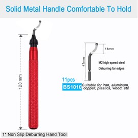 Nujzuir Deburring Tool Set with 11 M2 High-Speed Steel Burr Removal Replacement Blades BS1010 for 3D Printed Edges, Metal, Plastic, Wood, PVC Edges (11 Single-Species Blades)