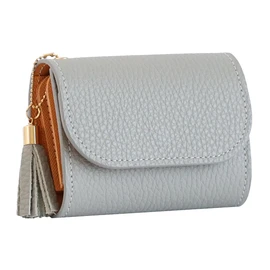 Kotkal Mini Wallet, Genuine Leather, Italian Leather, No Folding of Bills, grey (grey marl)