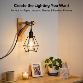 Cable Matters 2-Pack Hanging Light Cord with Switch - 25ft, Pendant Light Cord with Plug, Black