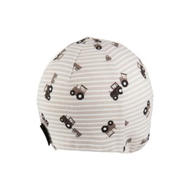 Sterntaler Beanie Tractors - First Hat Made of Skin-friendly Jersey with All-Over Tractor Print - Boys Hat with Small Ear Flaps - Baby and Children Transition Hat for Tying, sand, 41