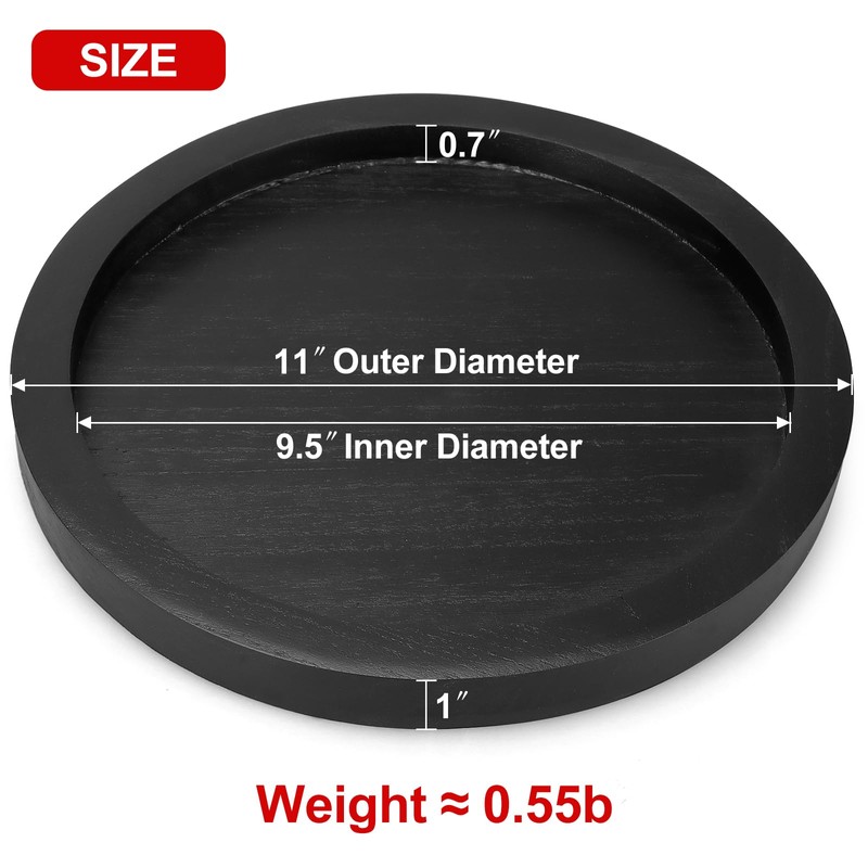 Black Round Wood Decorative Tray for Display Coffee Table Living