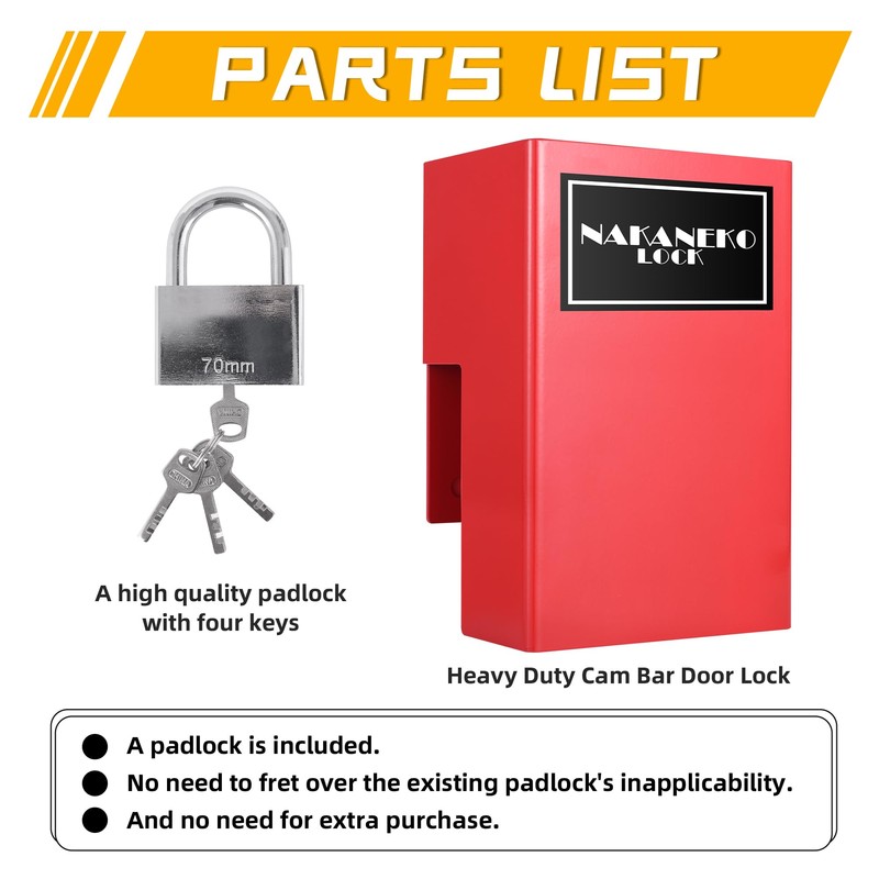 NAKANEKO Heavy Duty Door Lock, Use with Cam Bar Style